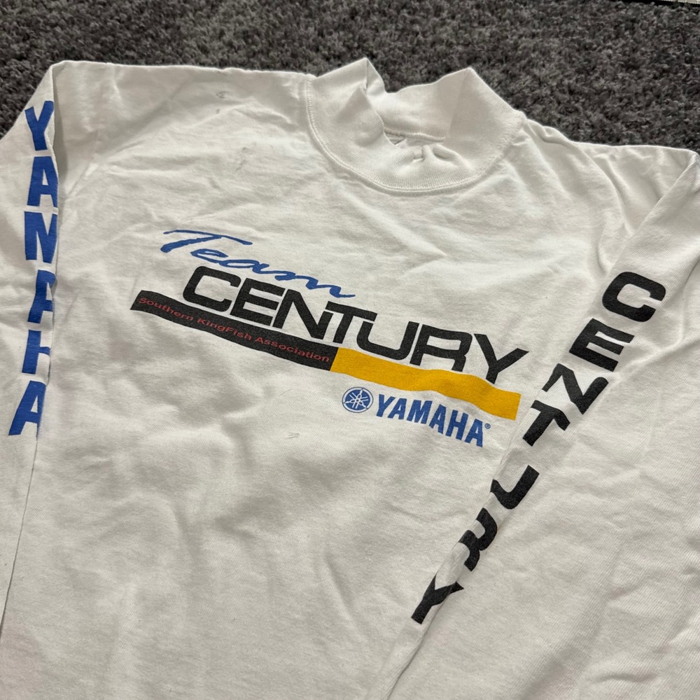 Vintage Yamaha Team Century Long Sleeve Shirt Mens White Good Graphic L
